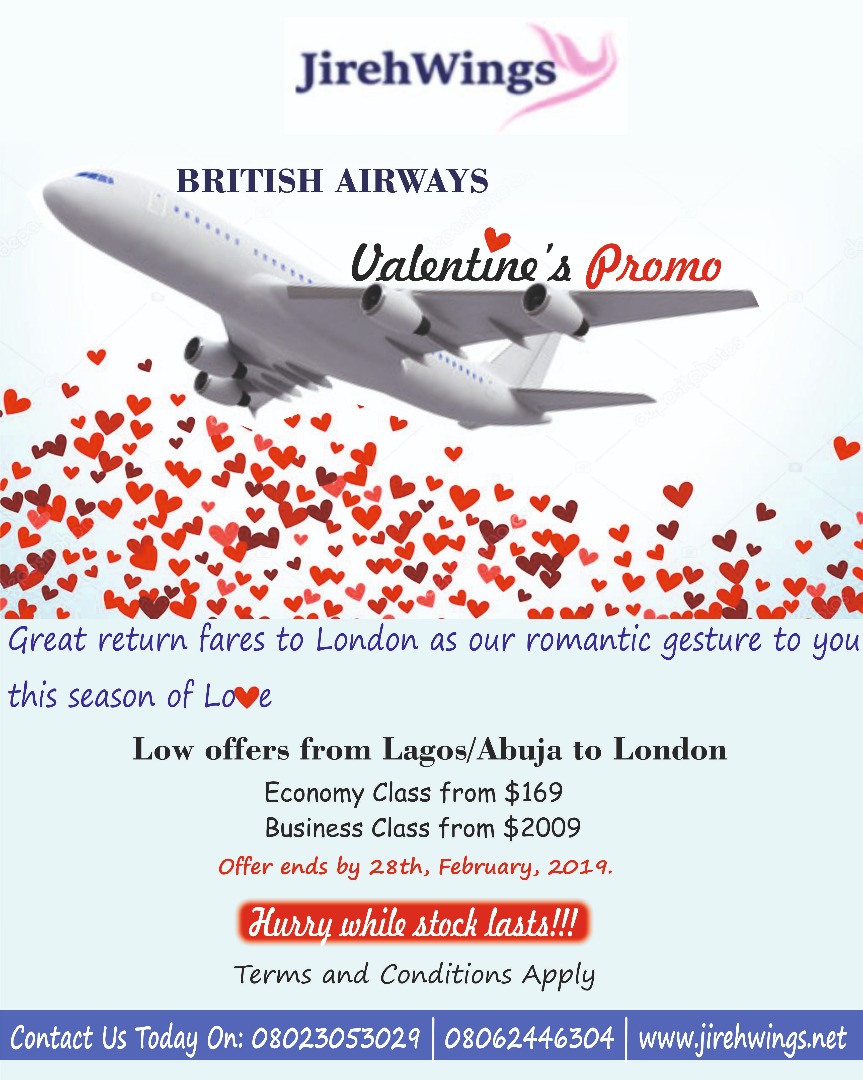 British Airways Valentine Promo Jireh Travels & Tours Ltd
